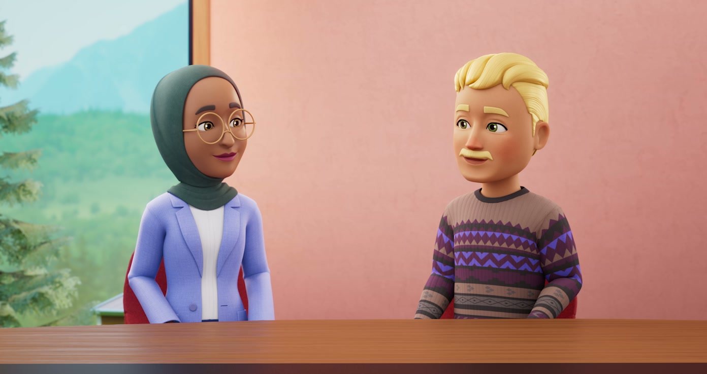 Characters giving a high-five